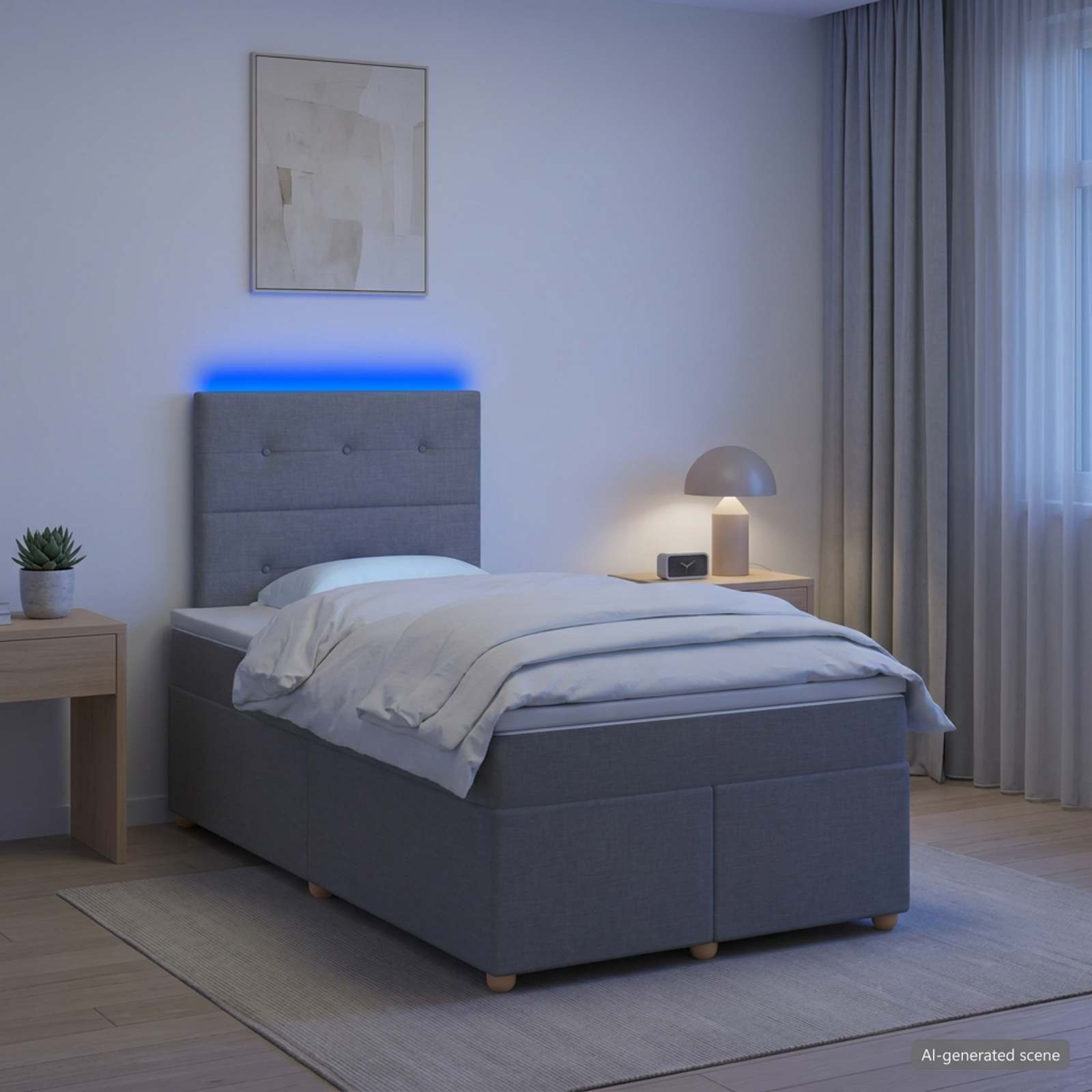 Boxspringbett mit Matratze Hellgrau 120 x 190 cm Stoff