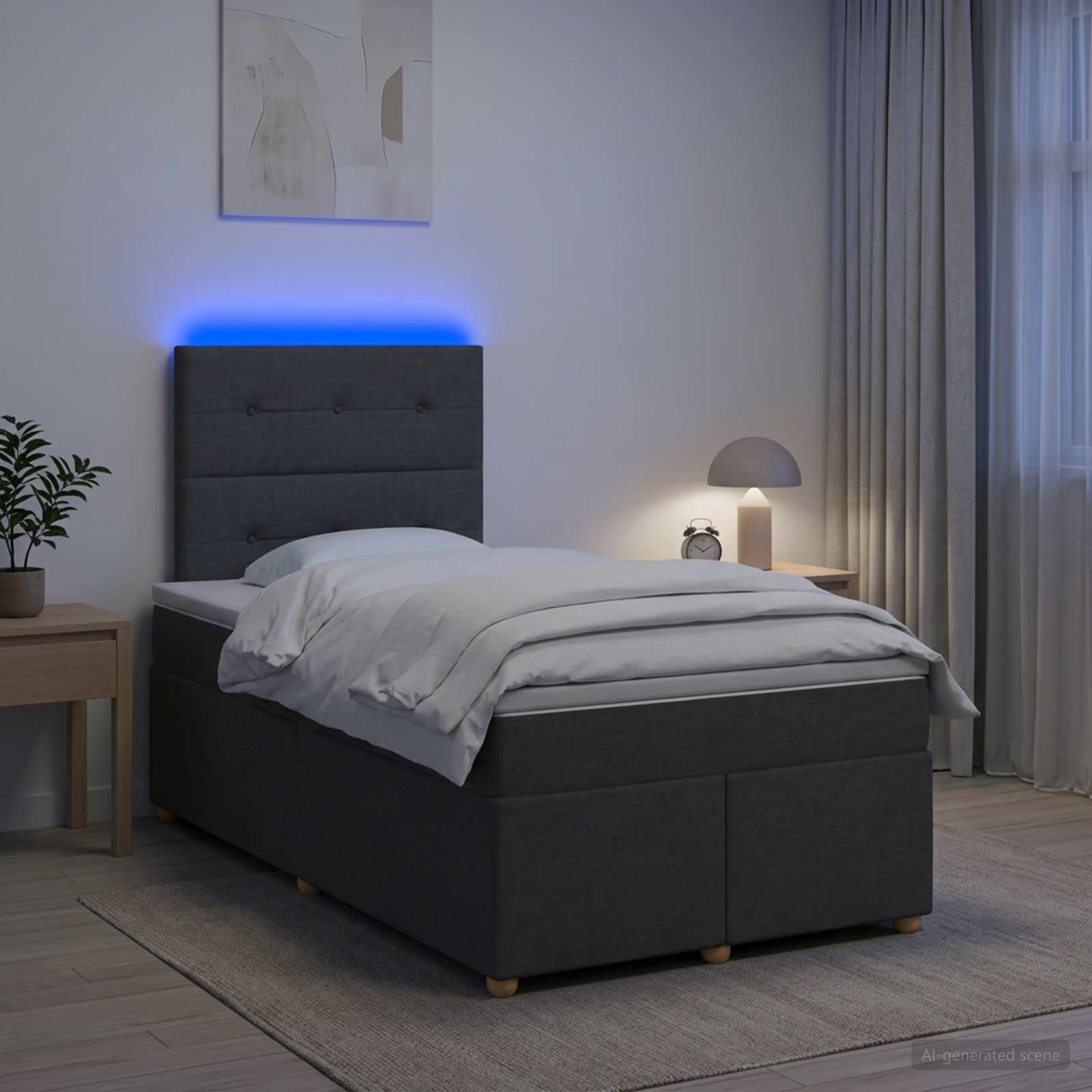 Boxspringbett mit Matratze Dunkelgrau 120 x 190 cm Stoff
