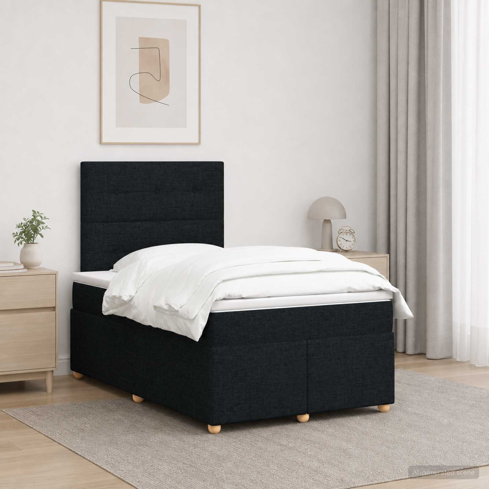 Boxspringbett mit Matratze Schwarz 120 x 200 cm Stoff