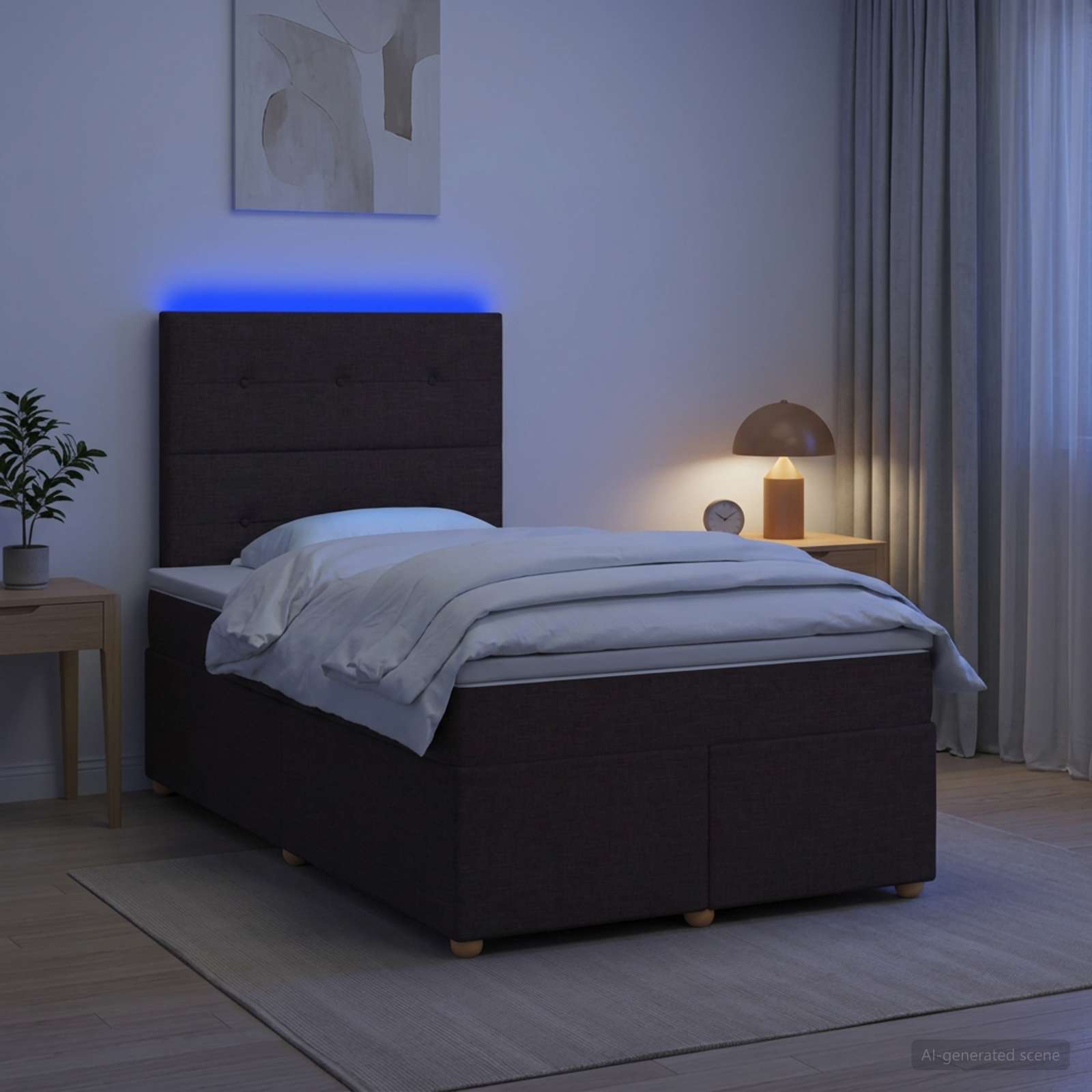 Boxspringbett mit Matratze Dunkelbraun 120 x 190 cm Stoff