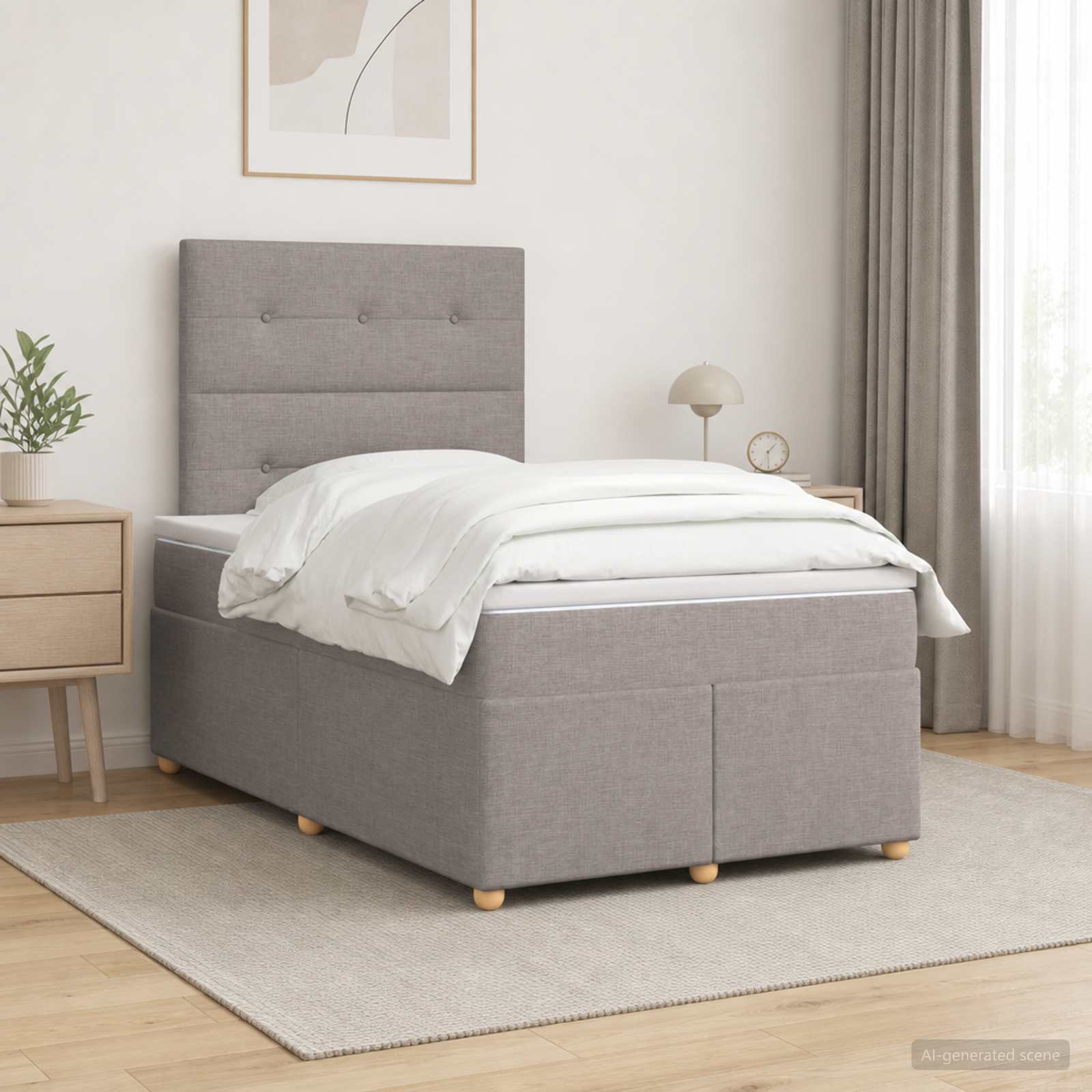 Boxspringbett mit Matratze Taupe 120 x 200 cm Stoff