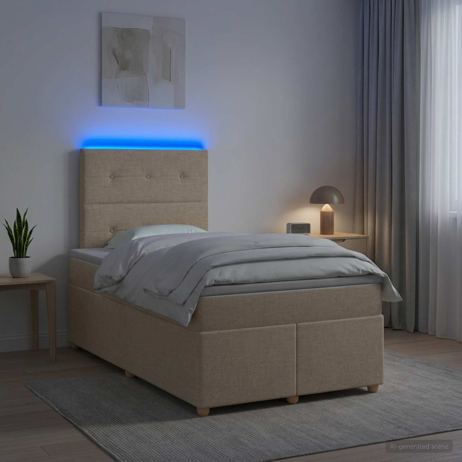 Boxspringbett mit Matratze Creme 120 x 190 cm Stoff