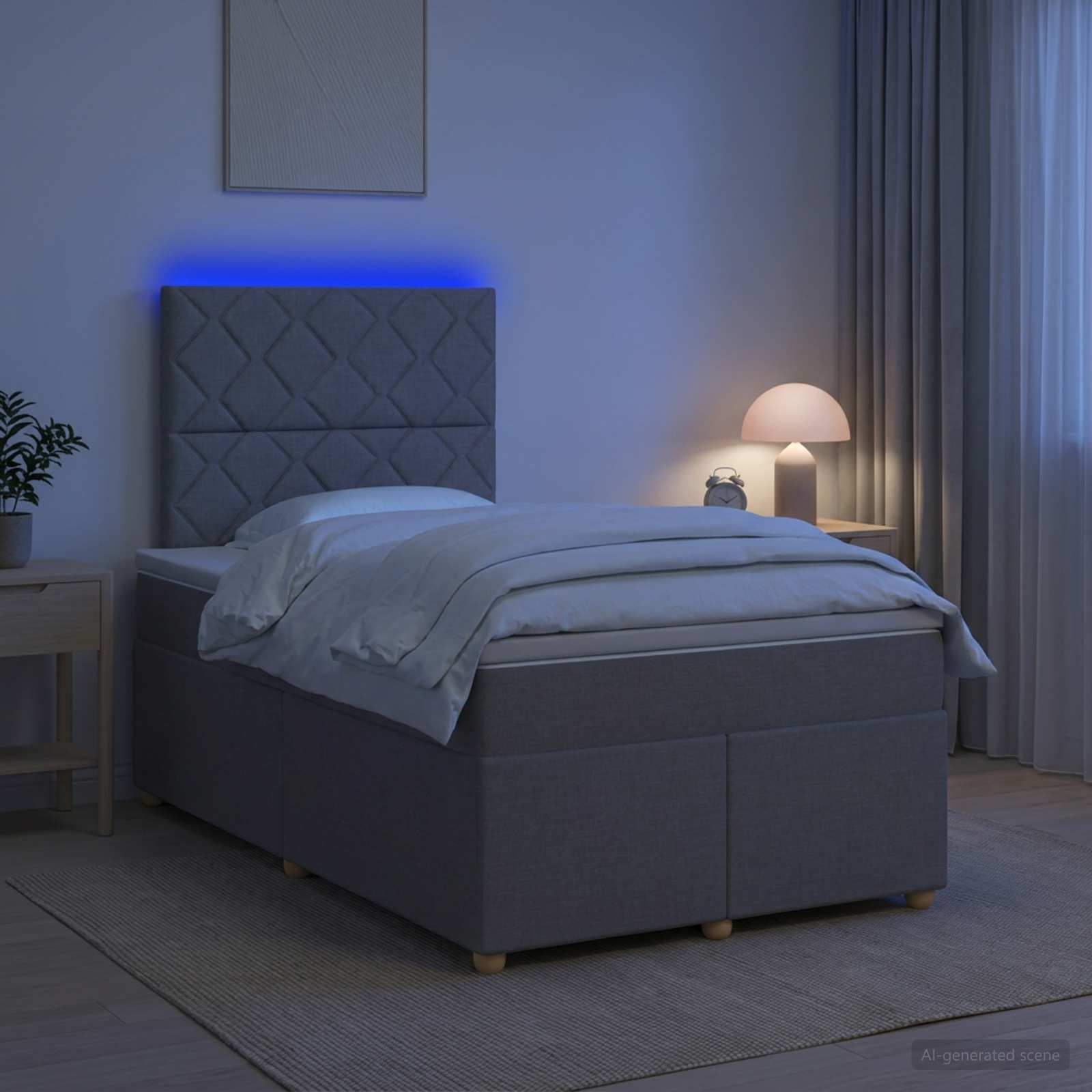 Boxspringbett mit Matratze Hellgrau 120 x 200 cm Stoff
