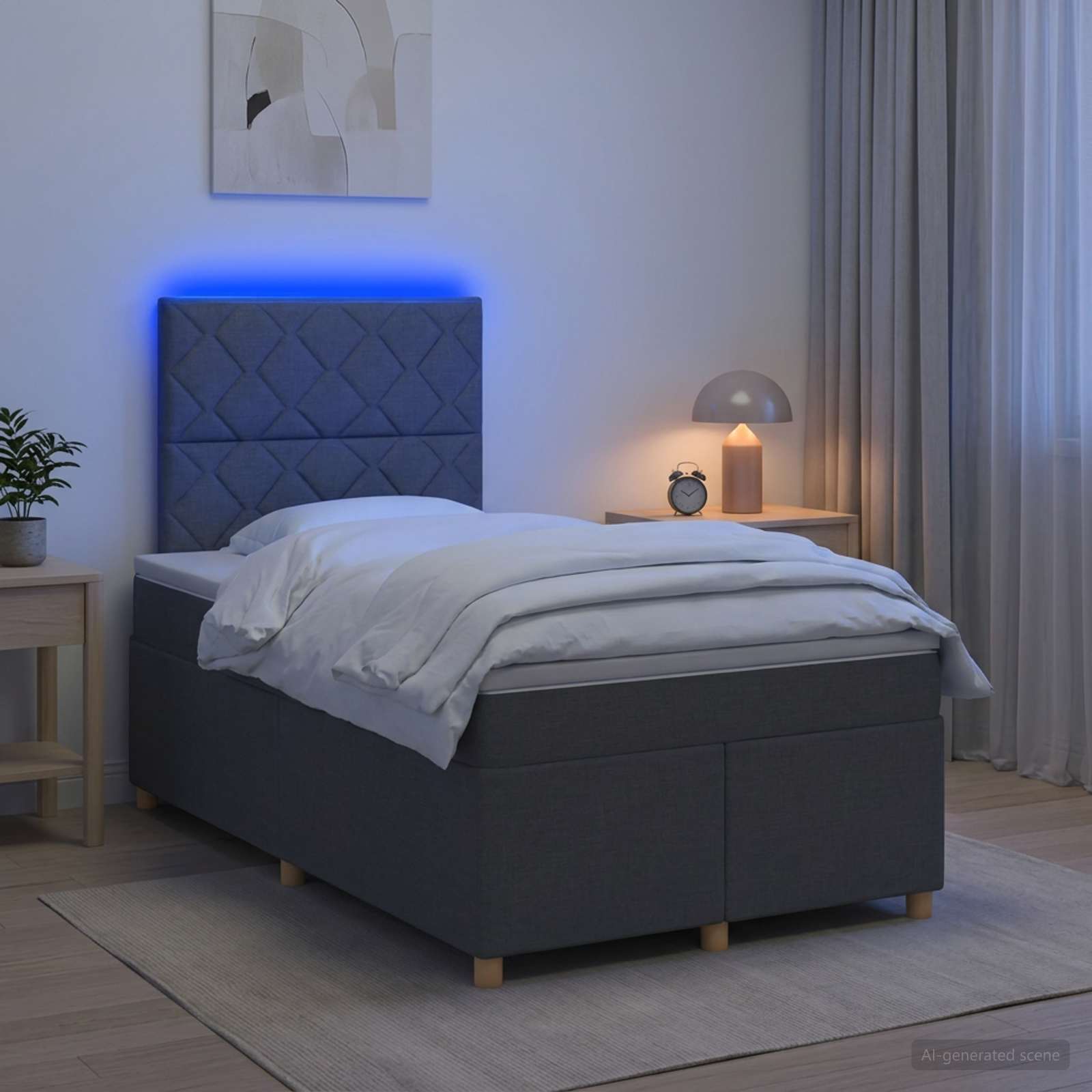 Boxspringbett mit Matratze Dunkelgrau 120 x 190 cm Stoff