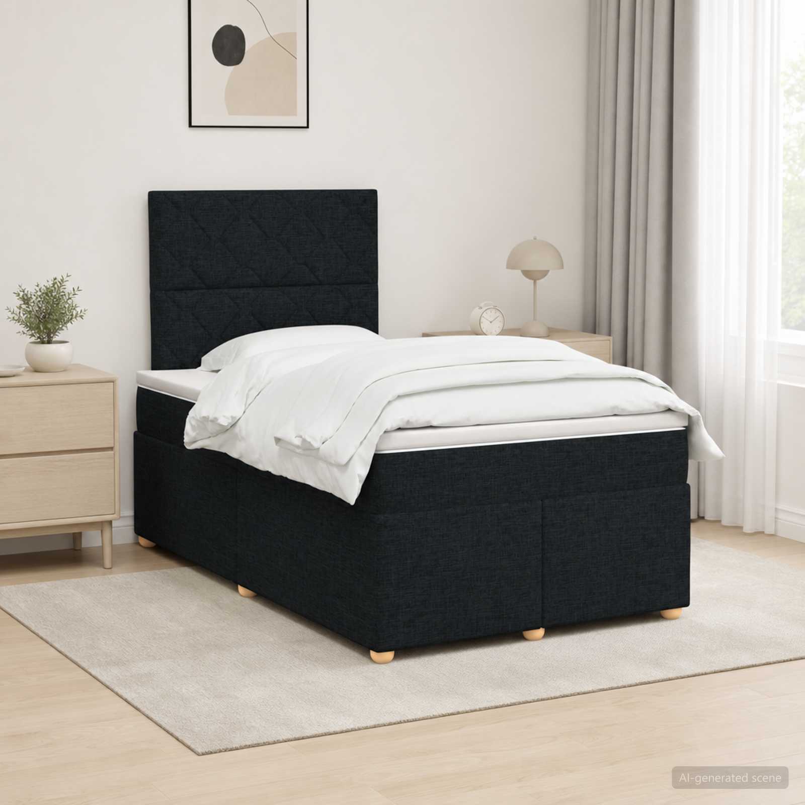 Boxspringbett mit Matratze Schwarz 120 x 200 cm Stoff