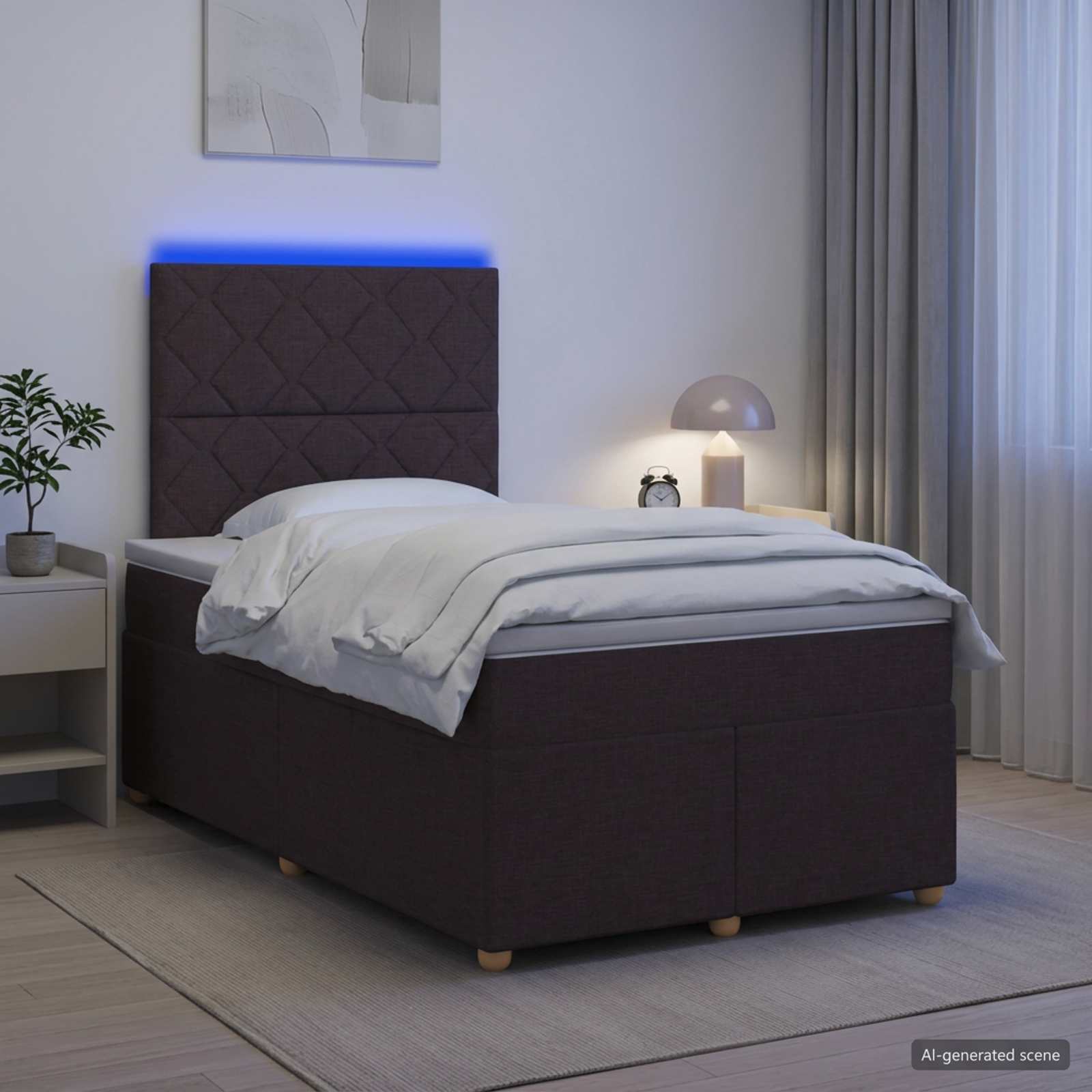 Boxspringbett mit Matratze Dunkelbraun 120 x 190 cm Stoff