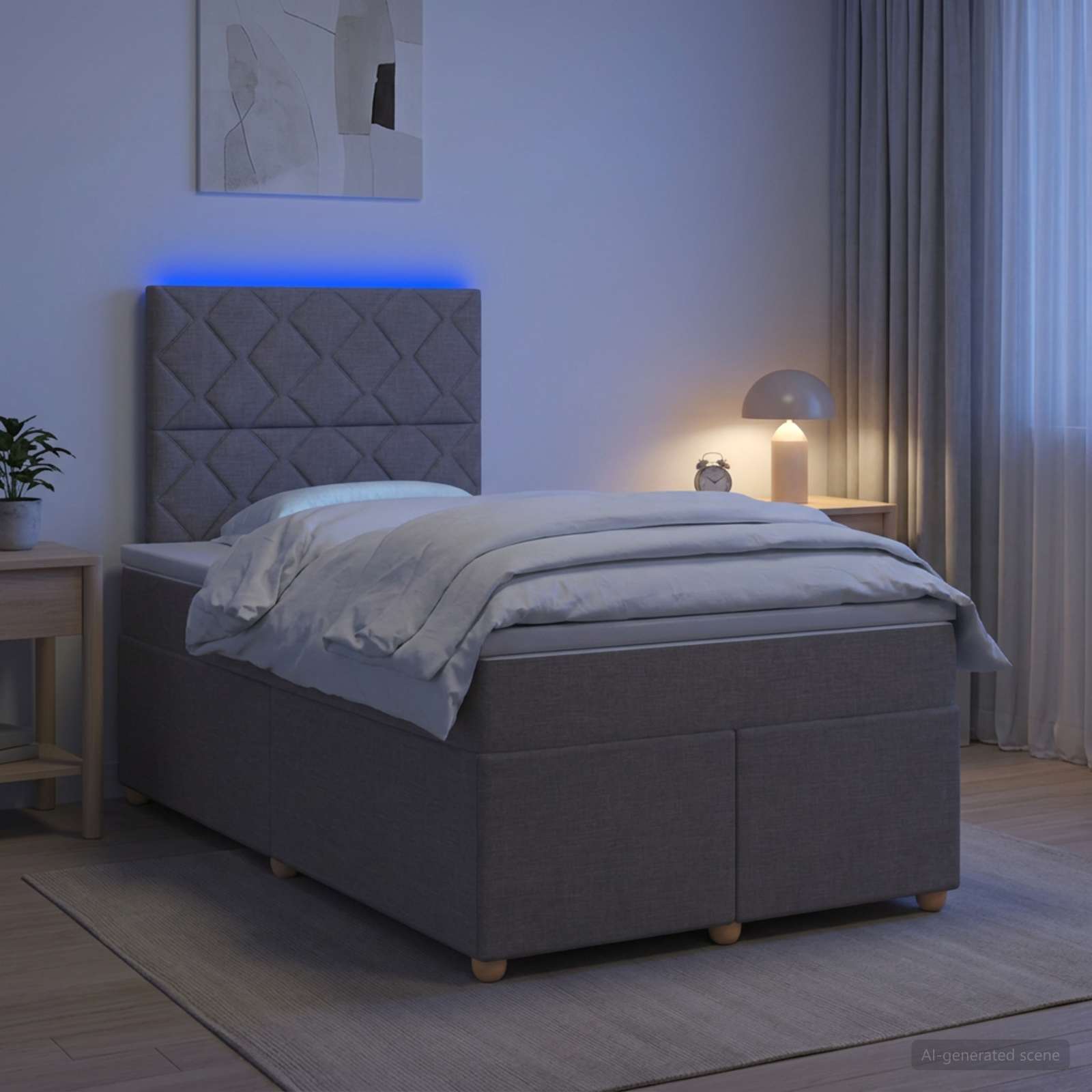 Boxspringbett mit Matratze Taupe 120 x 190 cm Stoff