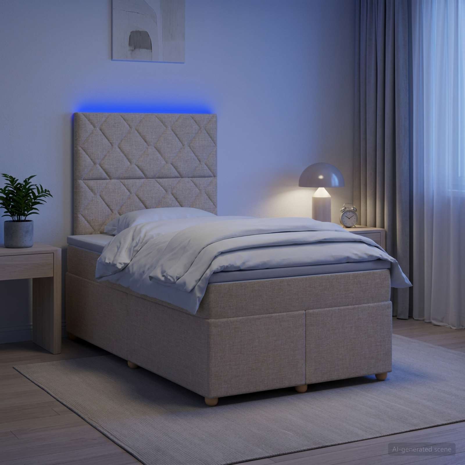 Boxspringbett mit Matratze Creme 120 x 200 cm Stoff