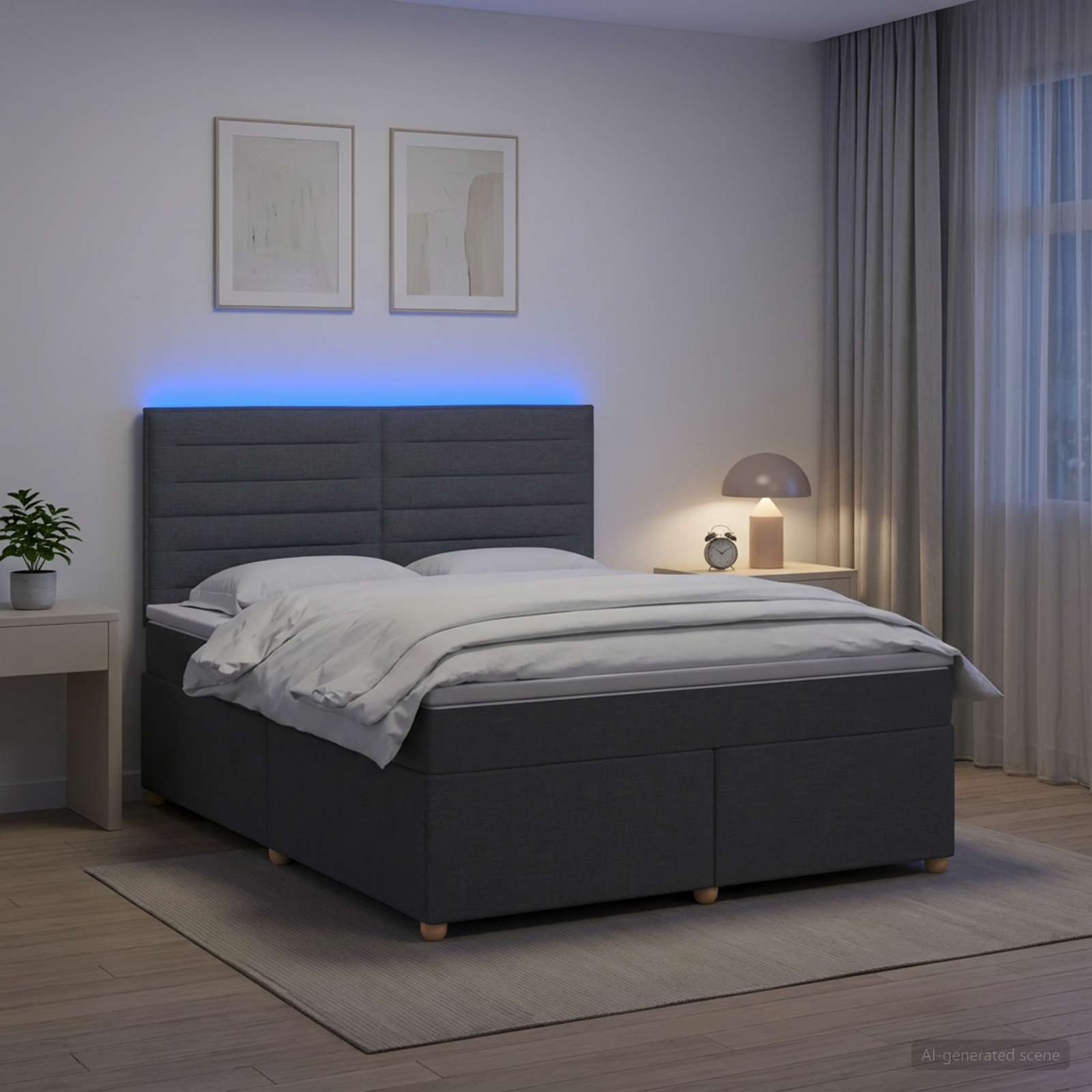 Boxspringbett mit Matratze Dunkelgrau 140 x 200 cm Stoff