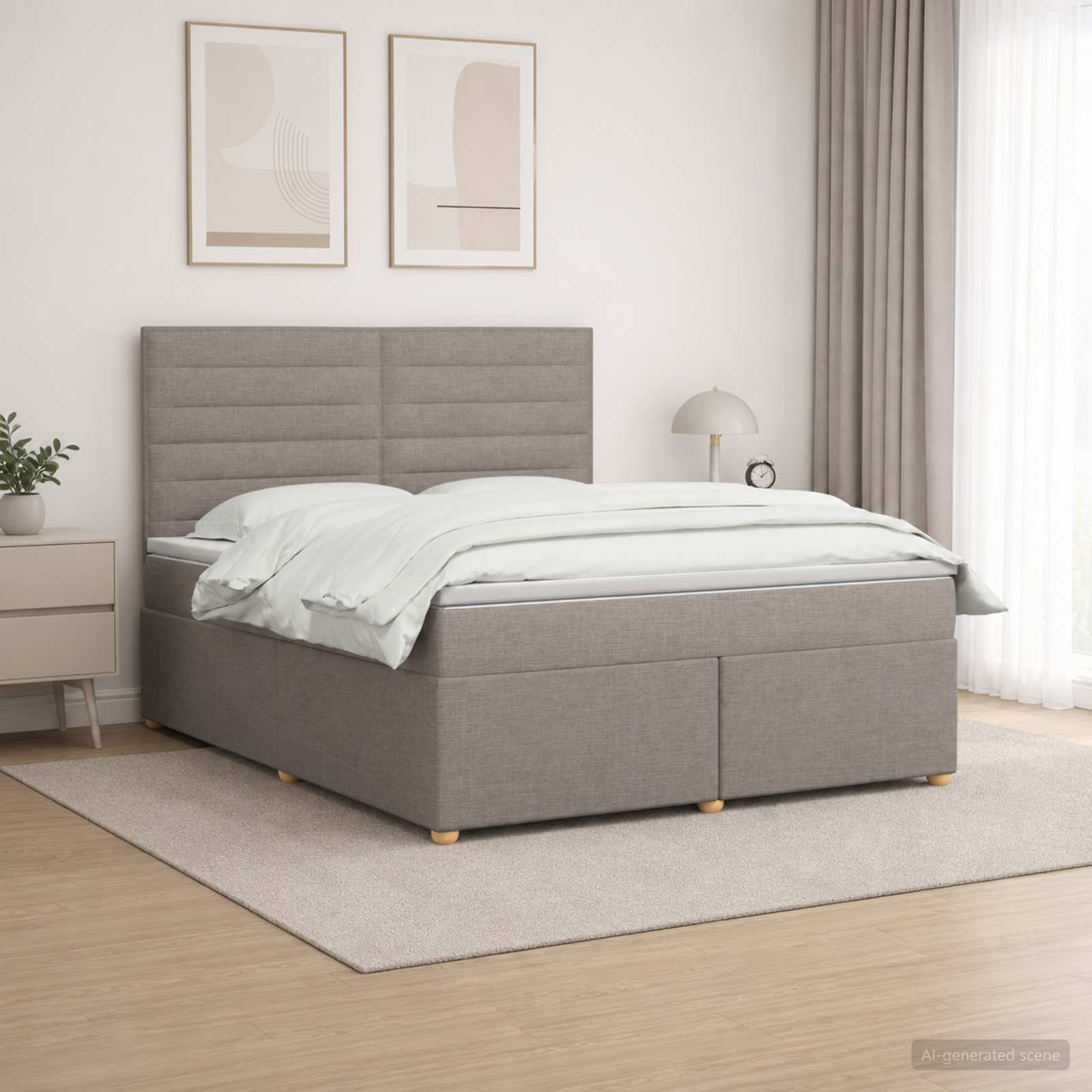 Boxspringbett mit Matratze Taupe 140 x 200 cm Stoff