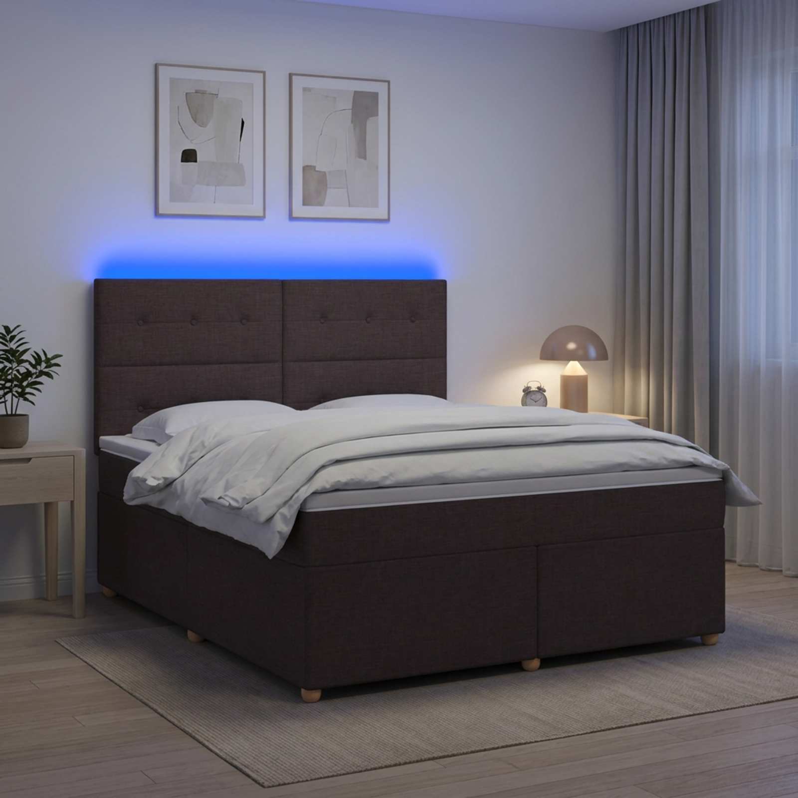 Boxspringbett mit Matratze Dunkelbraun 140 x 190 cm Stoff