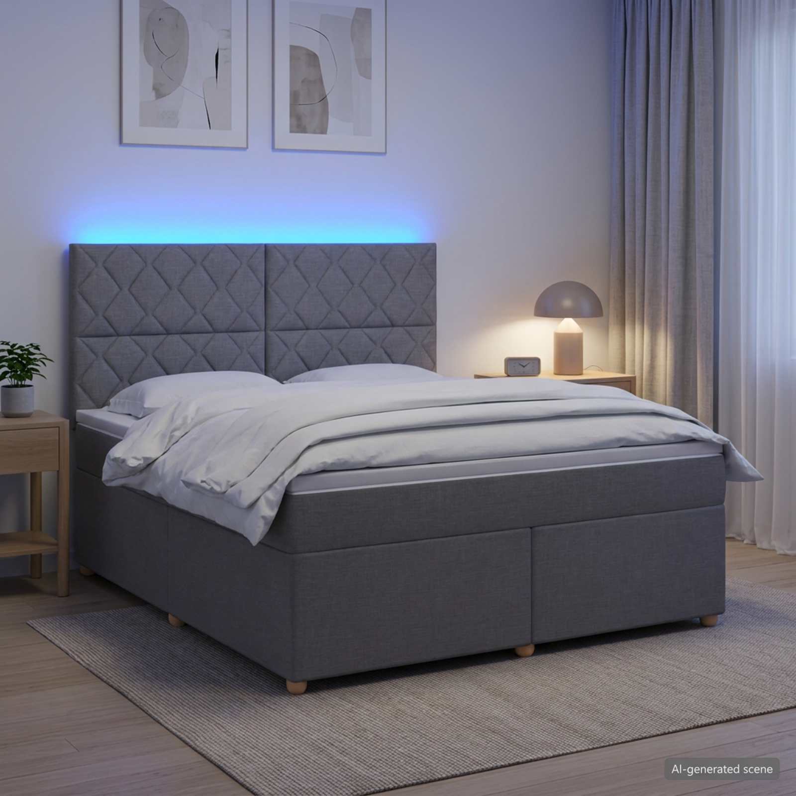 Boxspringbett mit Matratze Hellgrau 140 x 190 cm Stoff