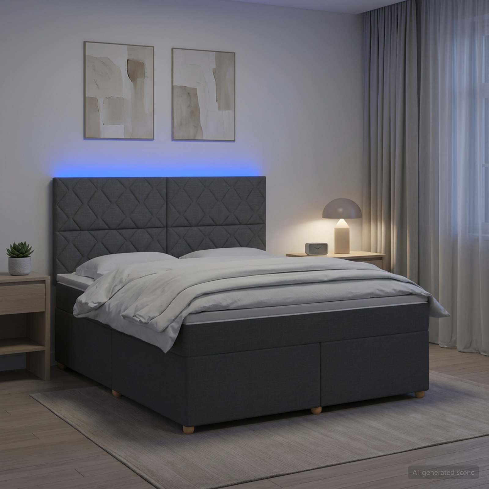 Boxspringbett mit Matratze Dunkelgrau 140 x 190 cm Stoff