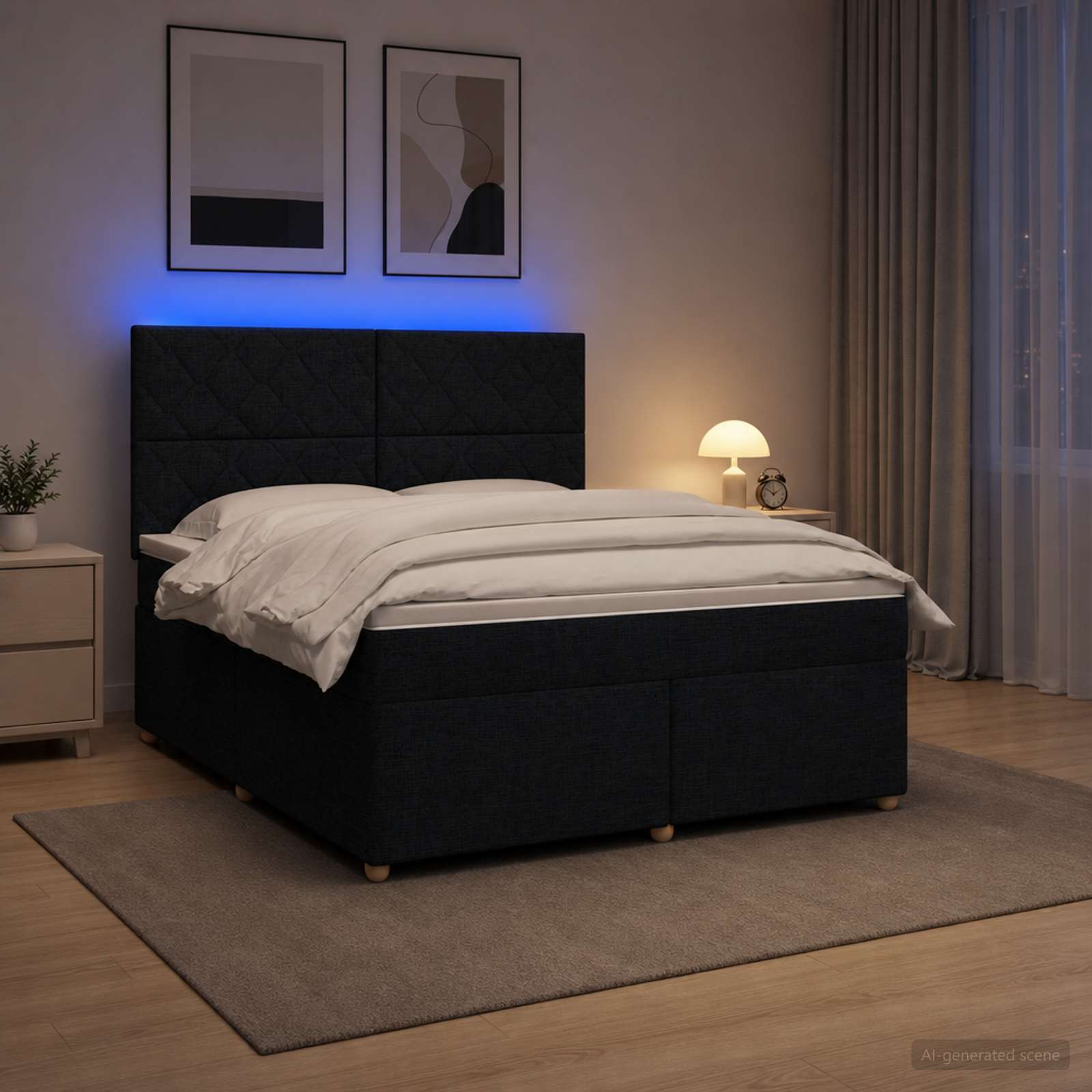 Boxspringbett mit Matratze Schwarz 140 x 200 cm Stoff