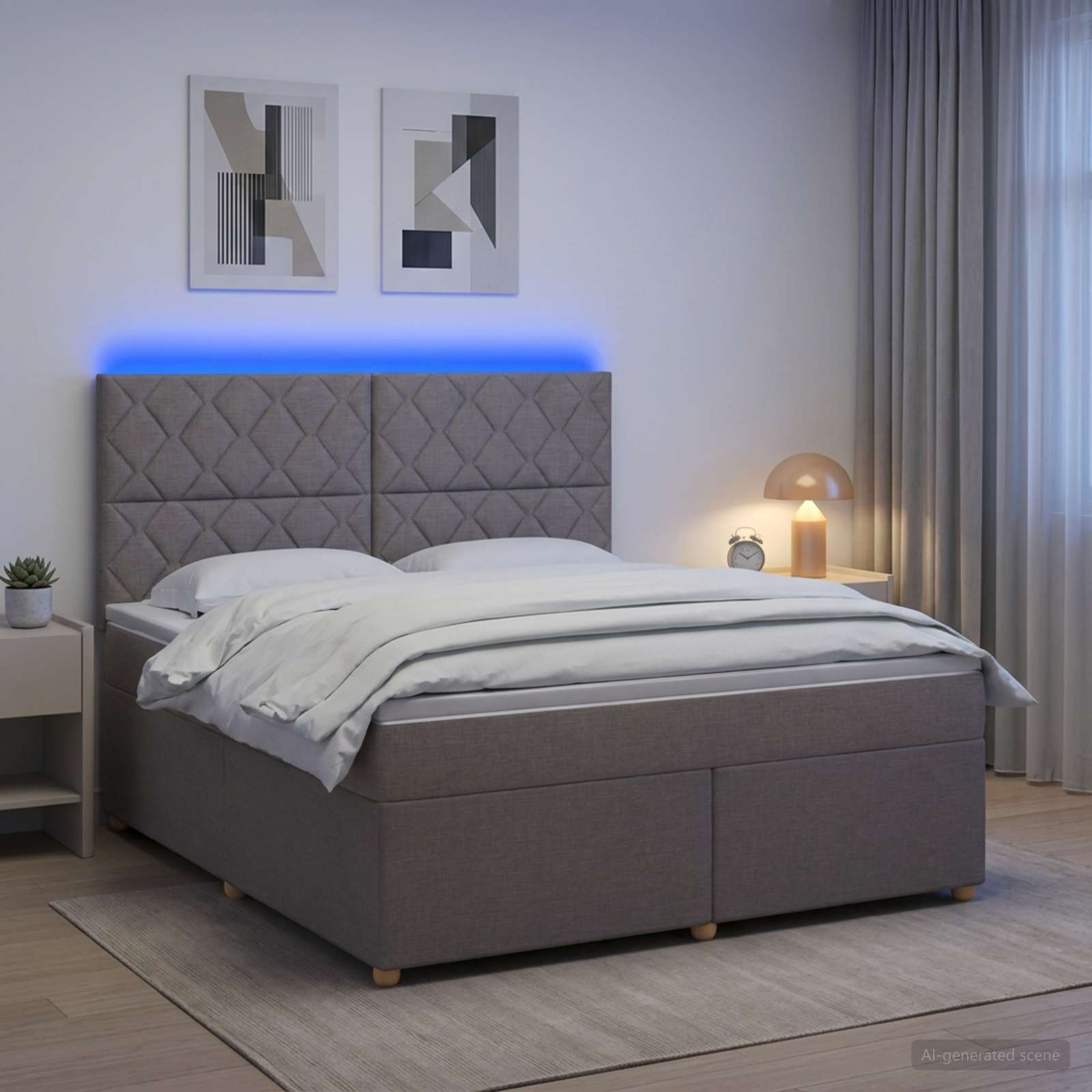 Boxspringbett mit Matratze Taupe 140 x 200 cm Stoff