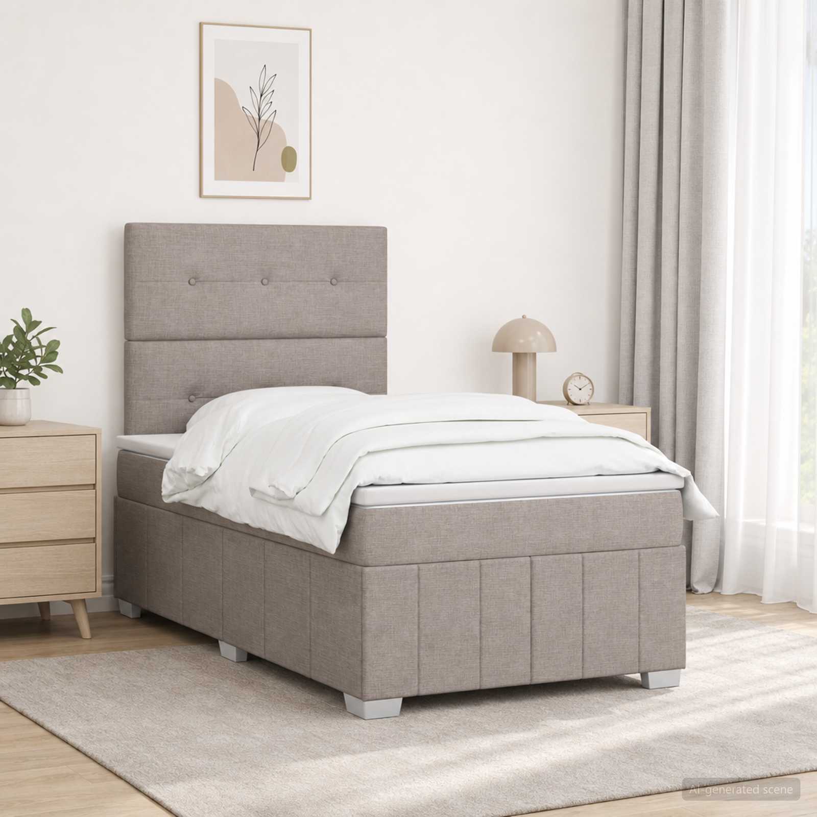 LED Boxspringbett mit Matratze Taupe 120 x 190 cm Stoff