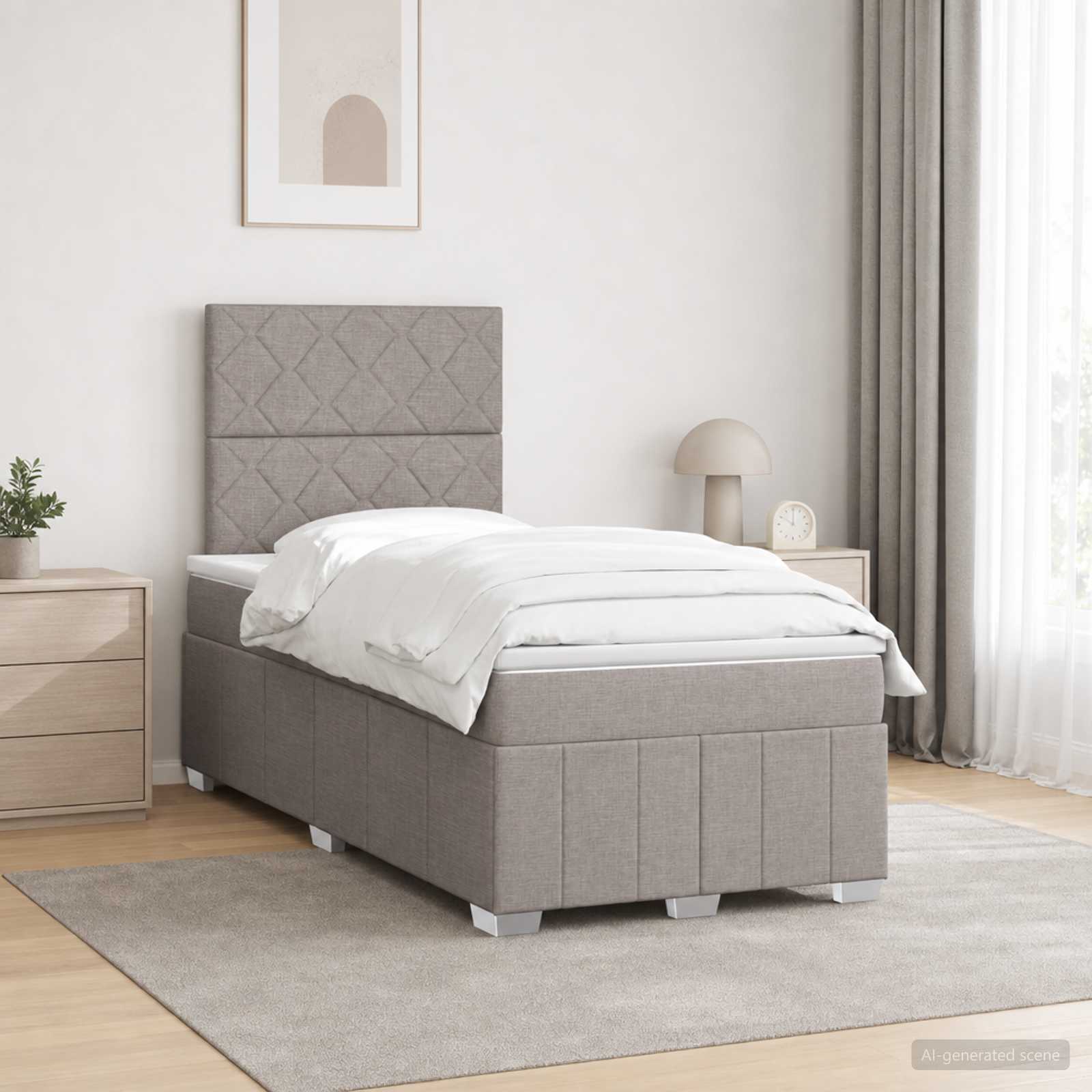 LED Boxspringbett mit Matratze Taupe 120 x 190 cm Stoff