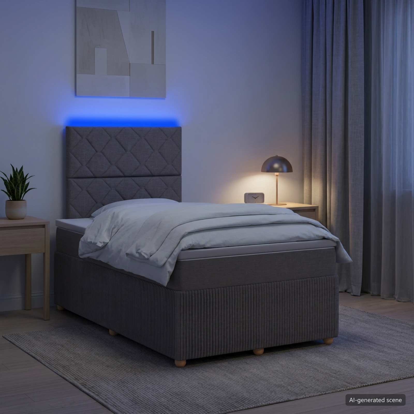 LED Boxspringbett mit Matratze Taupe 120 x 190 cm Stoff