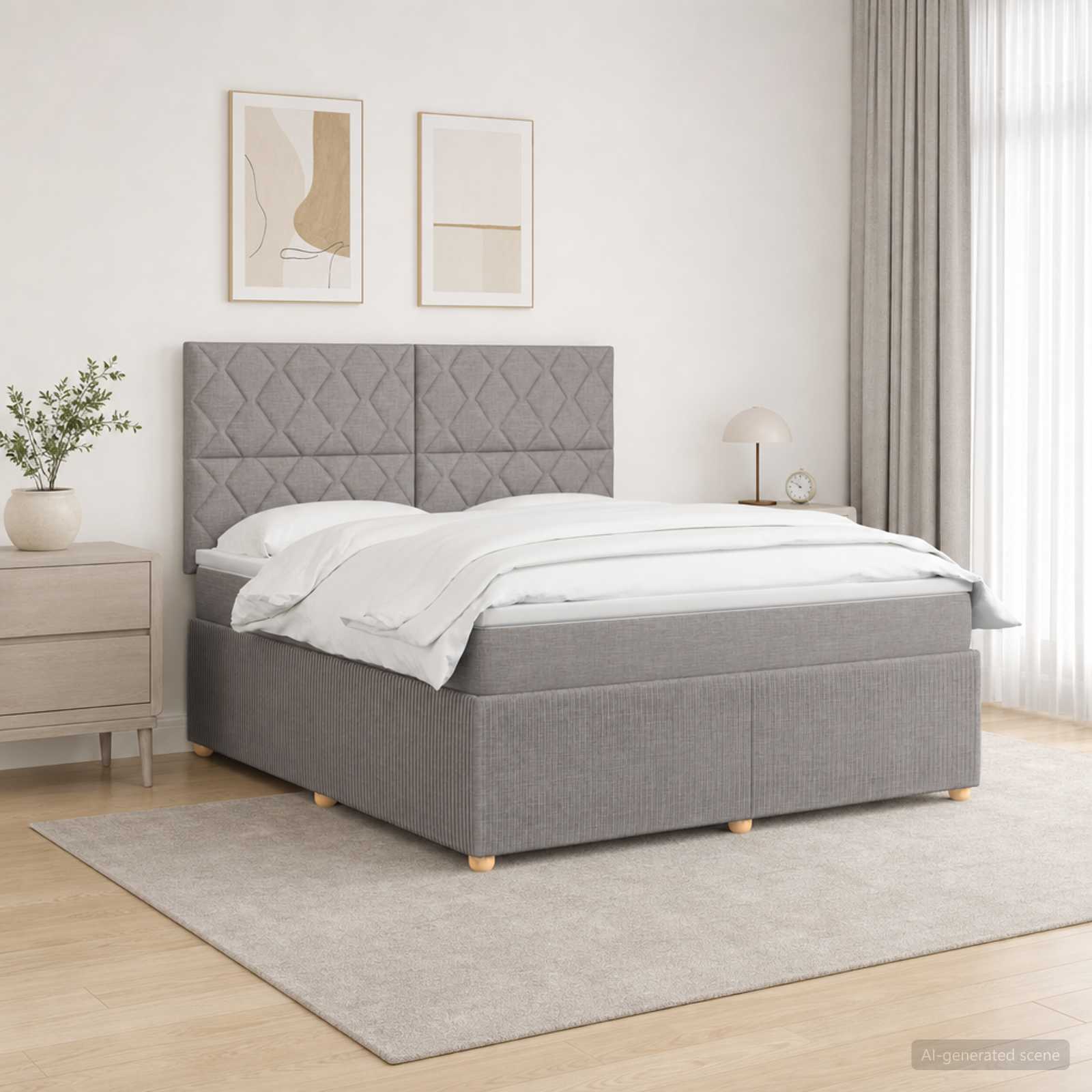 LED Boxspringbett mit Matratze Taupe 140 x 200 cm Stoff