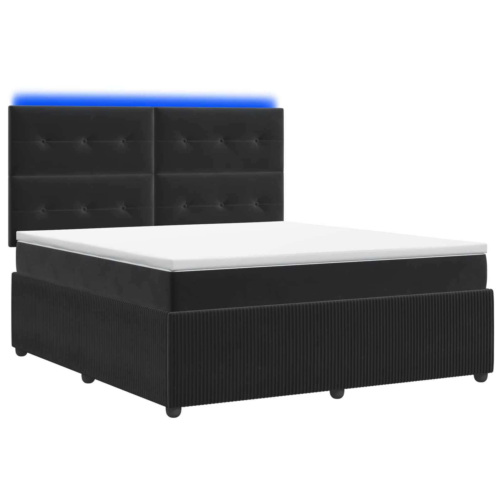 LED Boxspringbett mit Matratze Schwarz 140 x 190 cm Samt