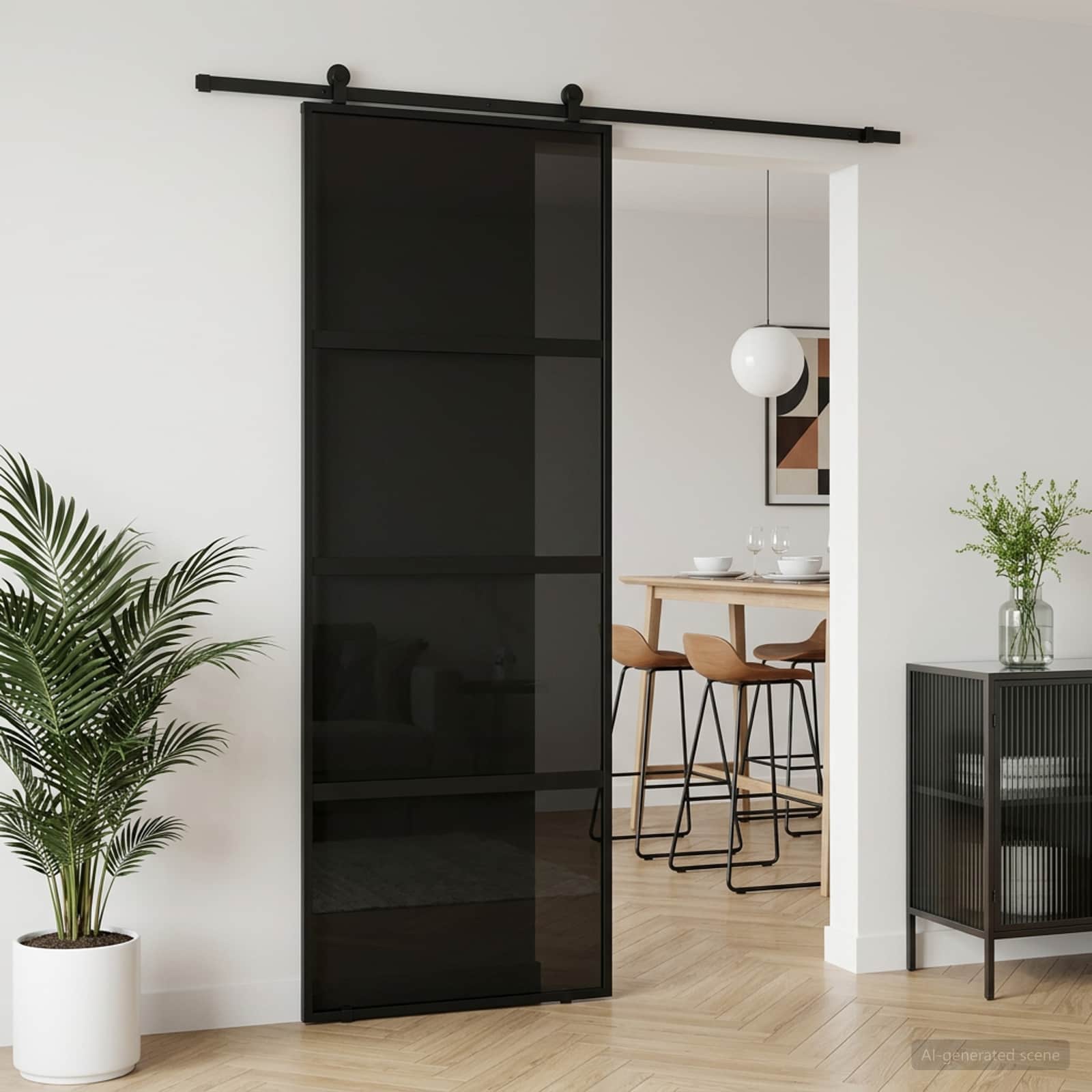 Schiebetür 76 x 205 cm Verbautes Glas und Aluminium