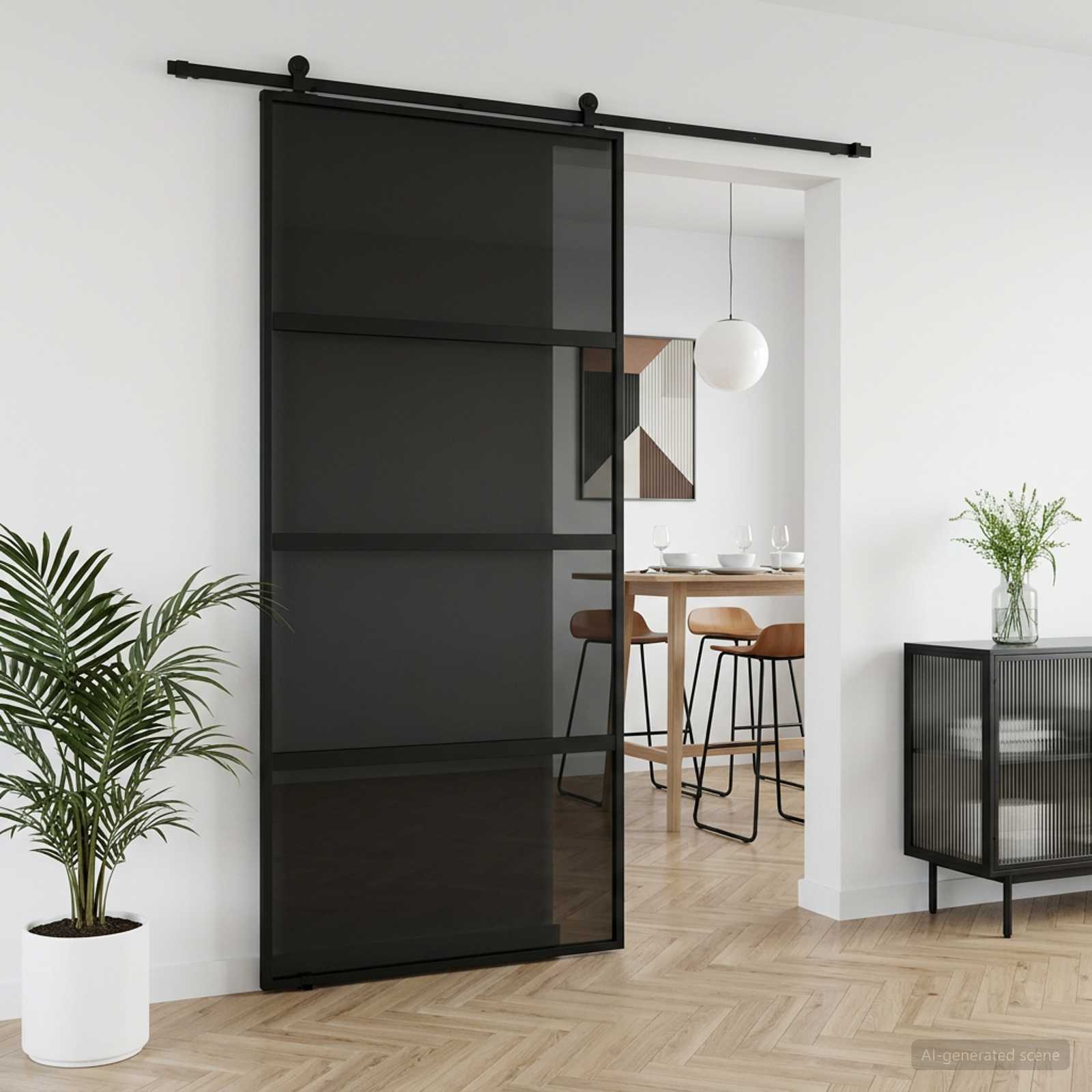 Schiebetür 102.5 x 205 cm Verbautes Glas und Aluminium